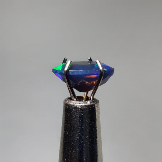 Faceted Ethiopian Black Opal gemstone cabochon - natural crystal healing stone for jewelry making by Gemivra