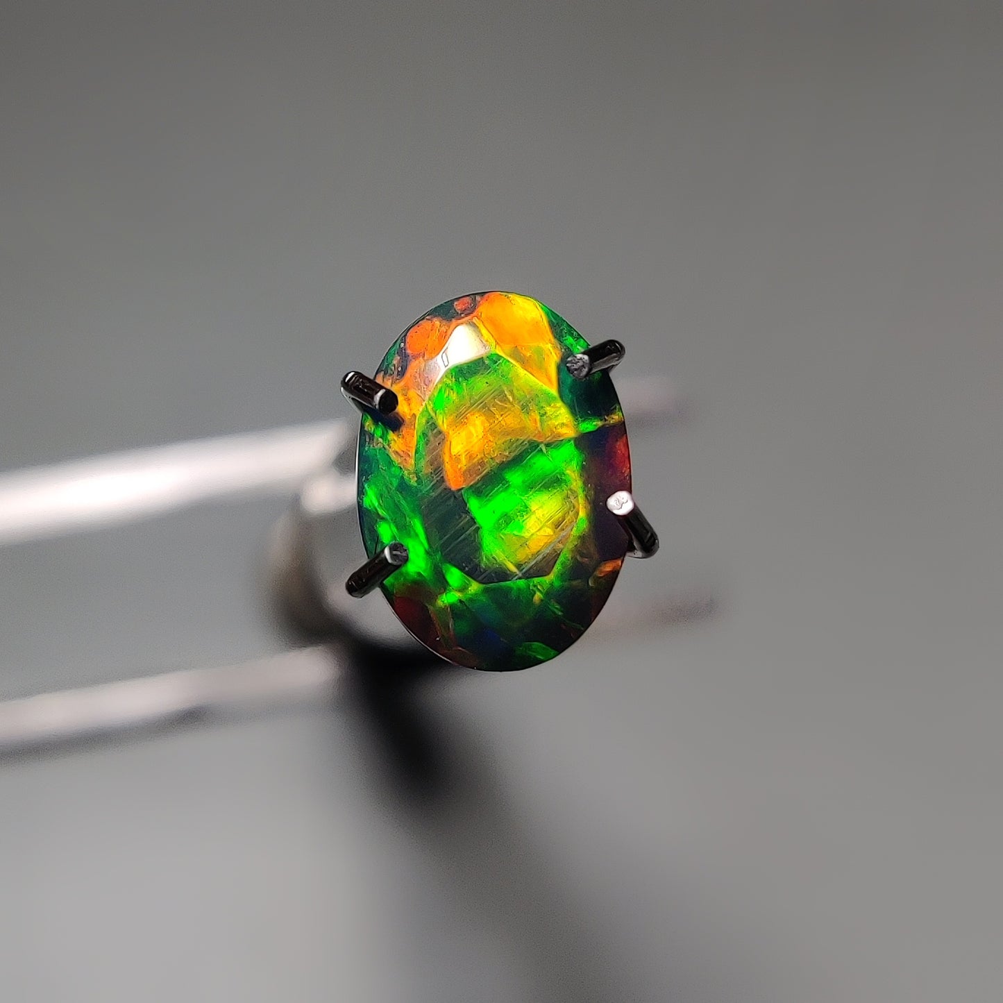 Faceted Ethiopian Black Opal gemstone cabochon - natural crystal healing stone for jewelry making by Gemivra