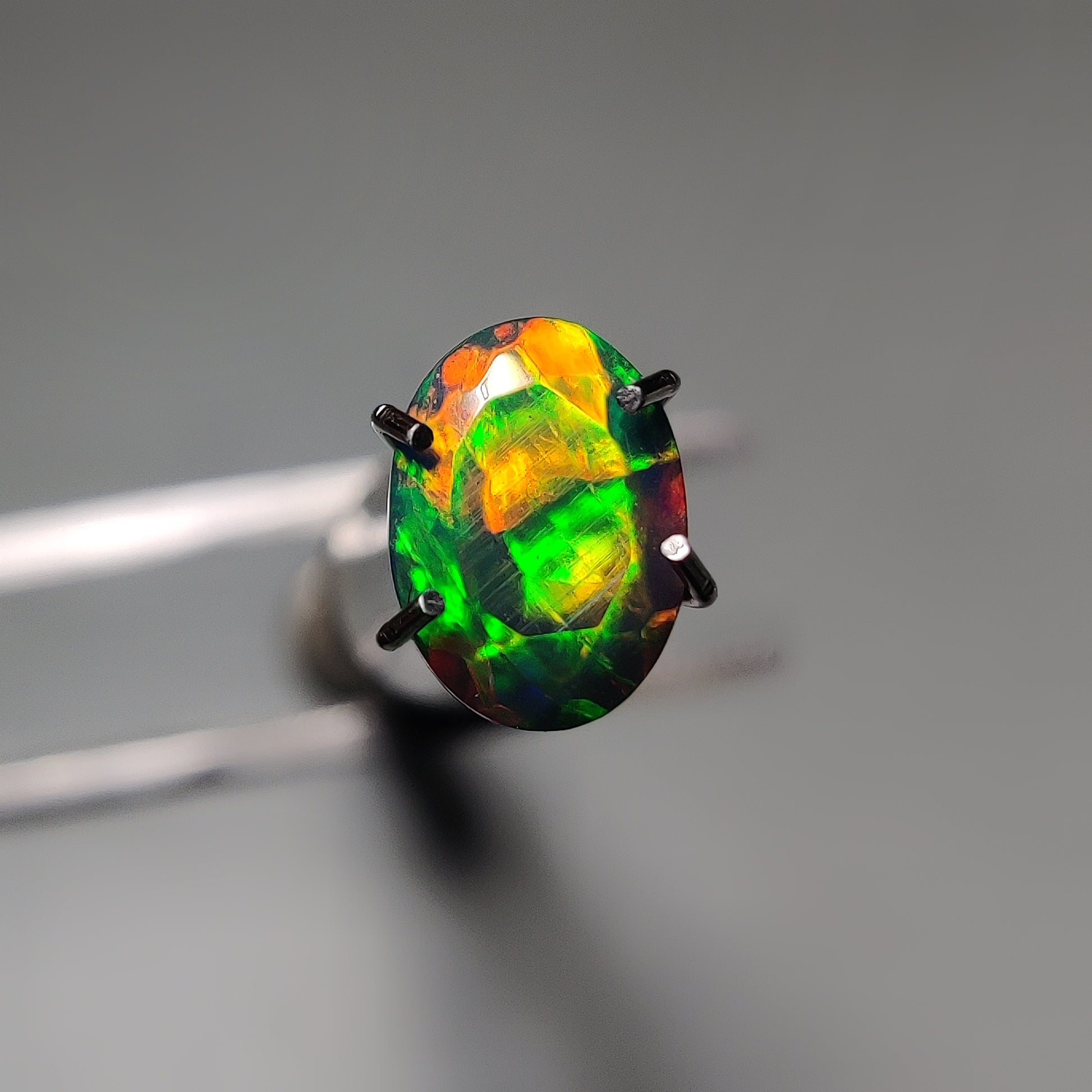 Faceted Ethiopian Black Opal gemstone cabochon - natural crystal healing stone for jewelry making by Gemivra