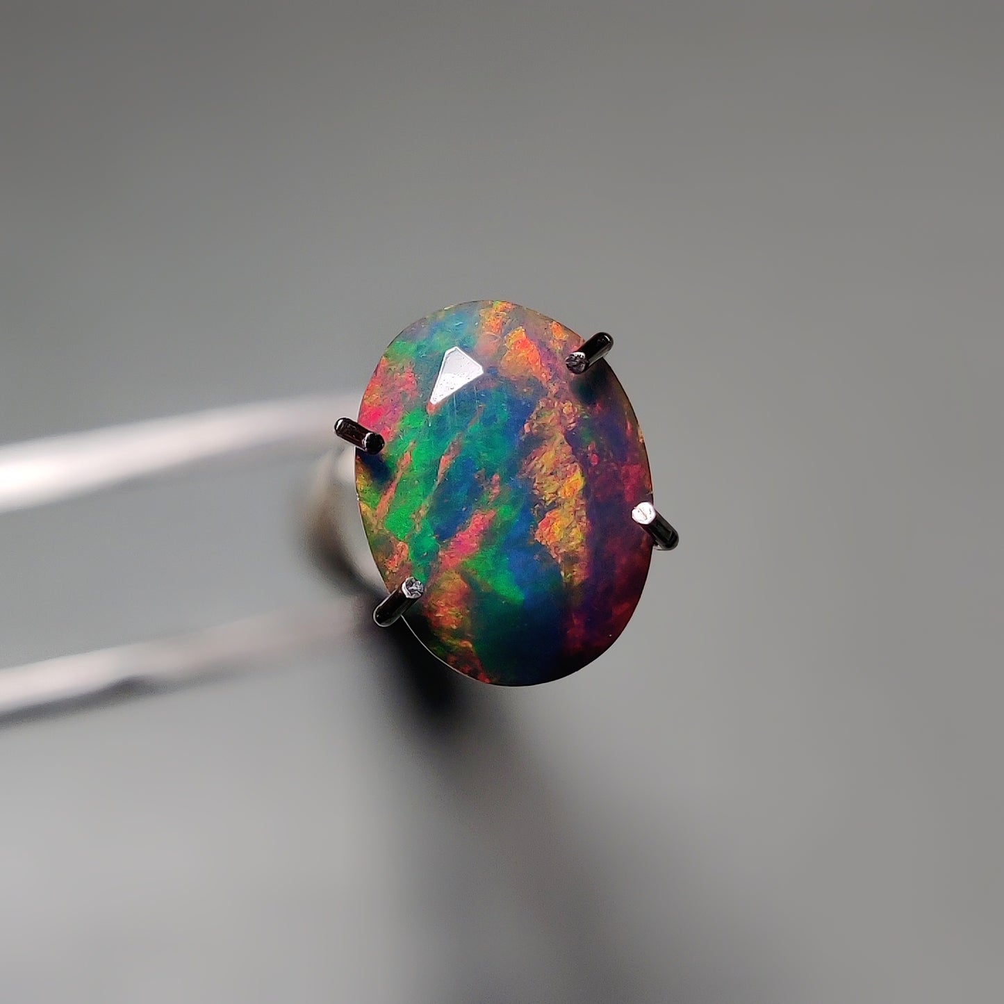 Faceted Ethiopian Black Opal gemstone cabochon - natural crystal healing stone for jewelry making by Gemivra