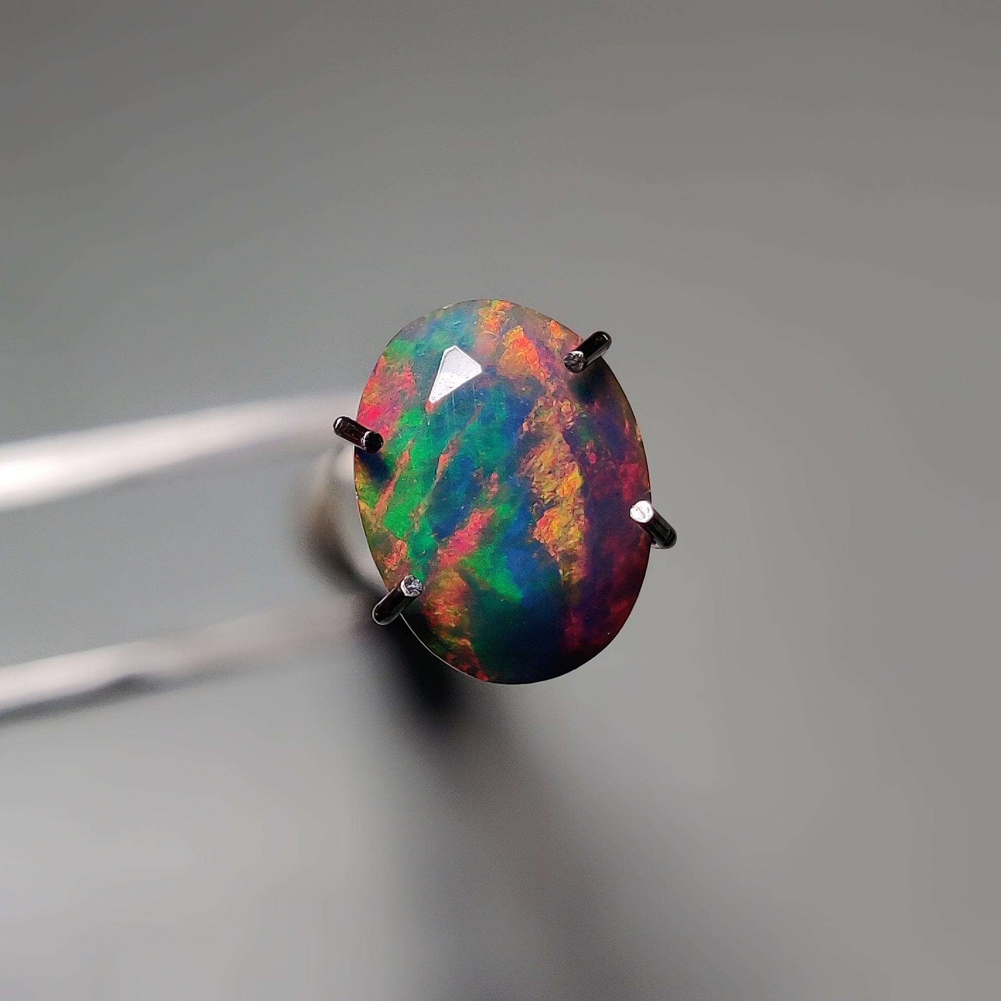 Faceted Ethiopian Black Opal gemstone cabochon - natural crystal healing stone for jewelry making by Gemivra
