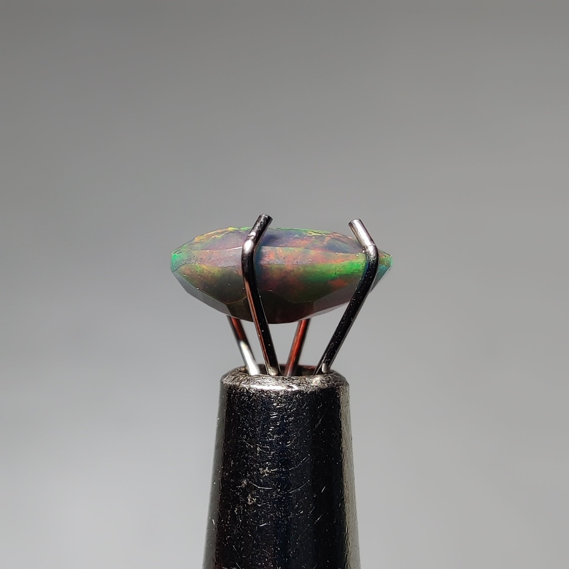 Faceted Ethiopian Black Opal gemstone cabochon - natural crystal healing stone for jewelry making by Gemivra