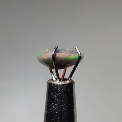 Faceted Ethiopian Black Opal gemstone cabochon - natural crystal healing stone for jewelry making by Gemivra