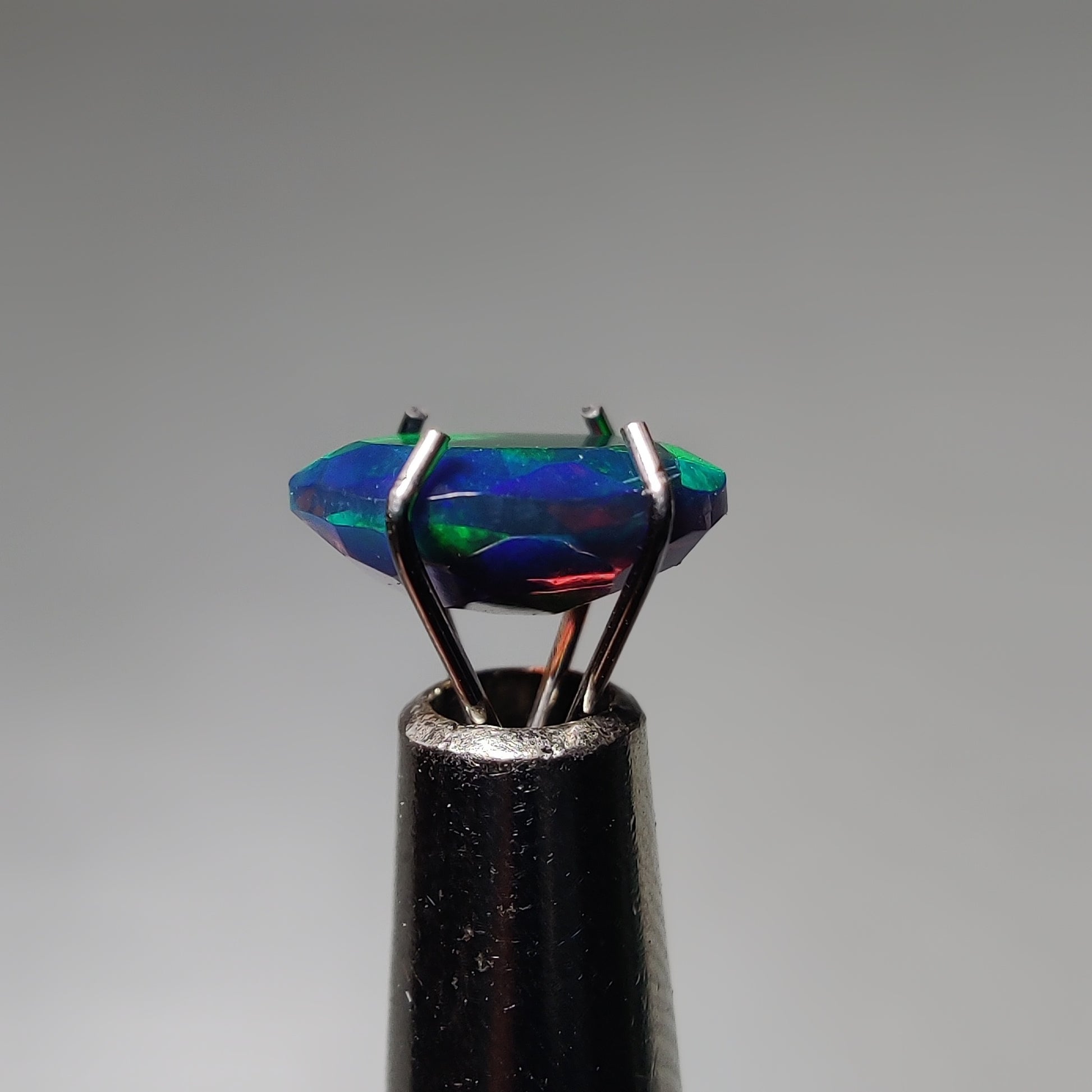 Faceted Ethiopian Black Opal gemstone cabochon - natural crystal healing stone for jewelry making by Gemivra