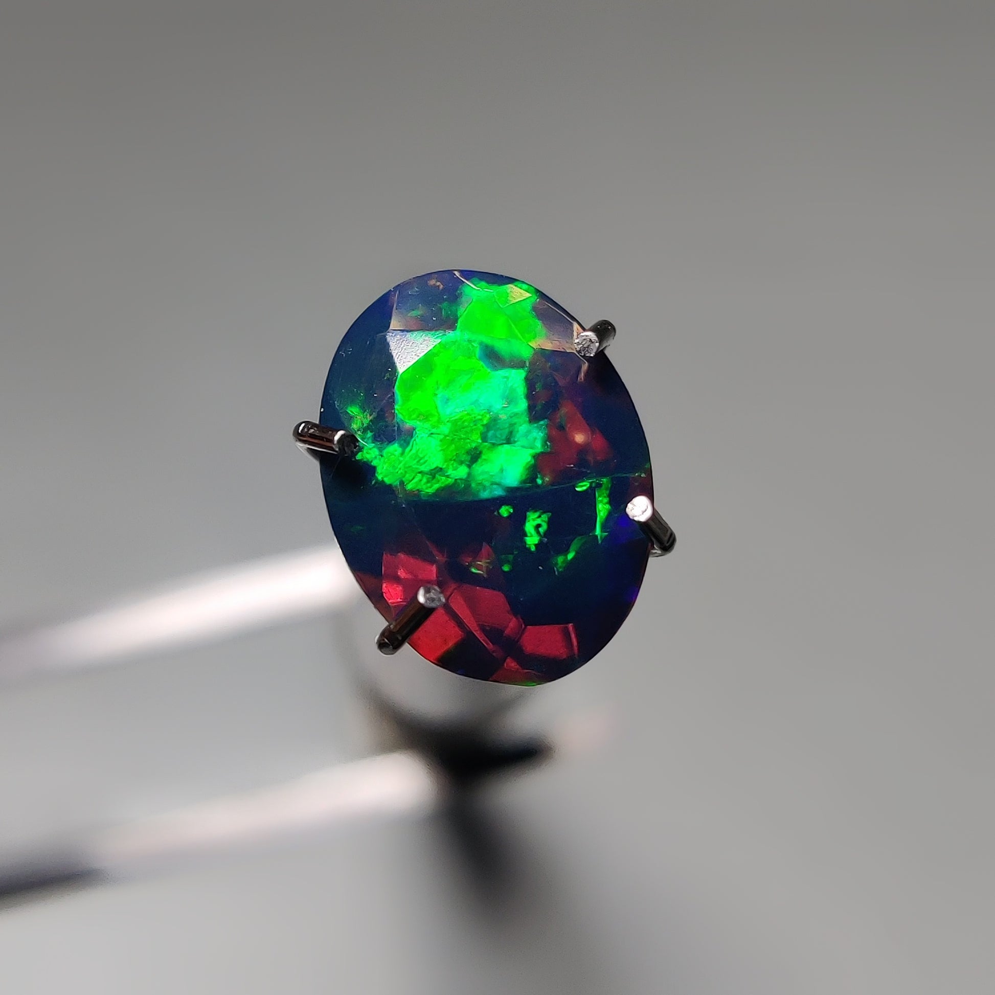 Faceted Ethiopian Black Opal gemstone cabochon - natural crystal healing stone for jewelry making by Gemivra