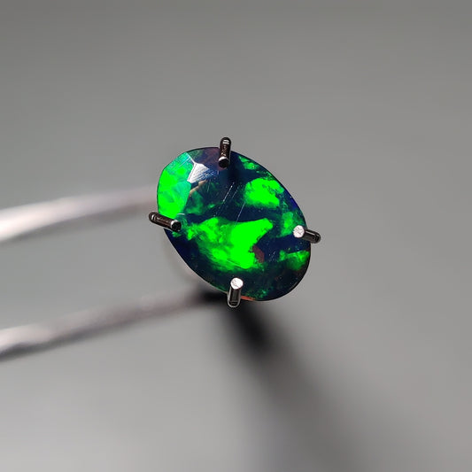 Faceted Ethiopian Black Opal gemstone cabochon - natural crystal healing stone for jewelry making by Gemivra