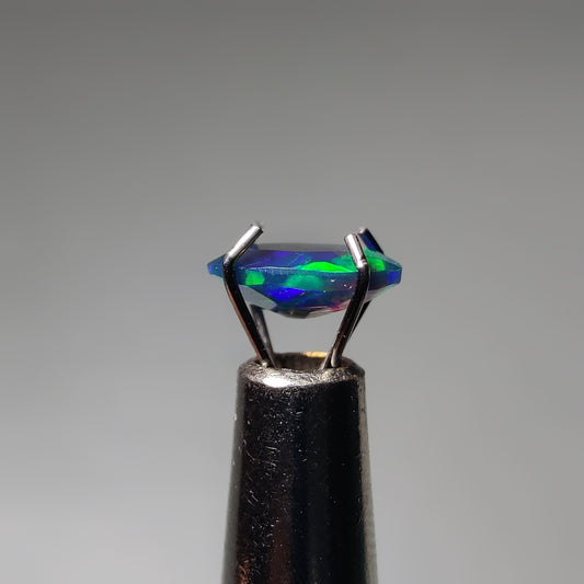Faceted Ethiopian Black Opal gemstone cabochon - natural crystal healing stone for jewelry making by Gemivra