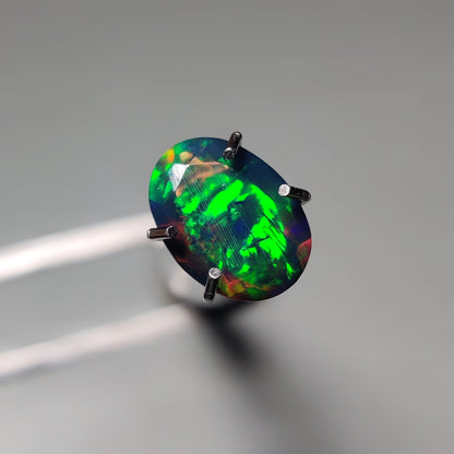 Faceted Ethiopian Black Opal gemstone cabochon - natural crystal healing stone for jewelry making by Gemivra