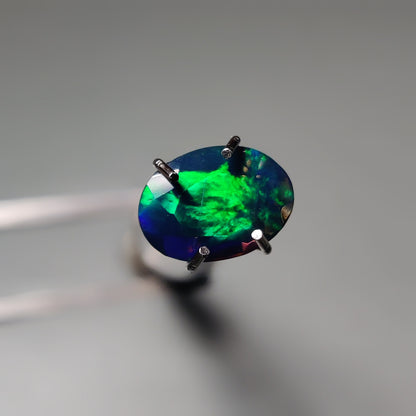 Faceted Ethiopian Black Opal gemstone cabochon - natural crystal healing stone for jewelry making by Gemivra