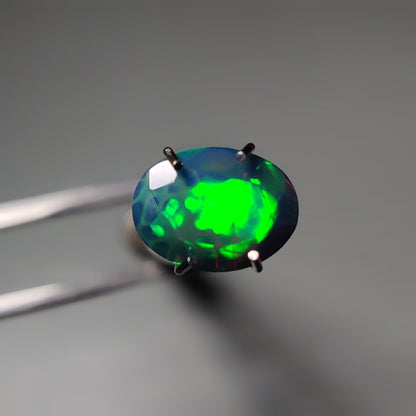 Faceted Ethiopian Black Opal gemstone cabochon - natural crystal healing stone for jewelry making by Gemivra