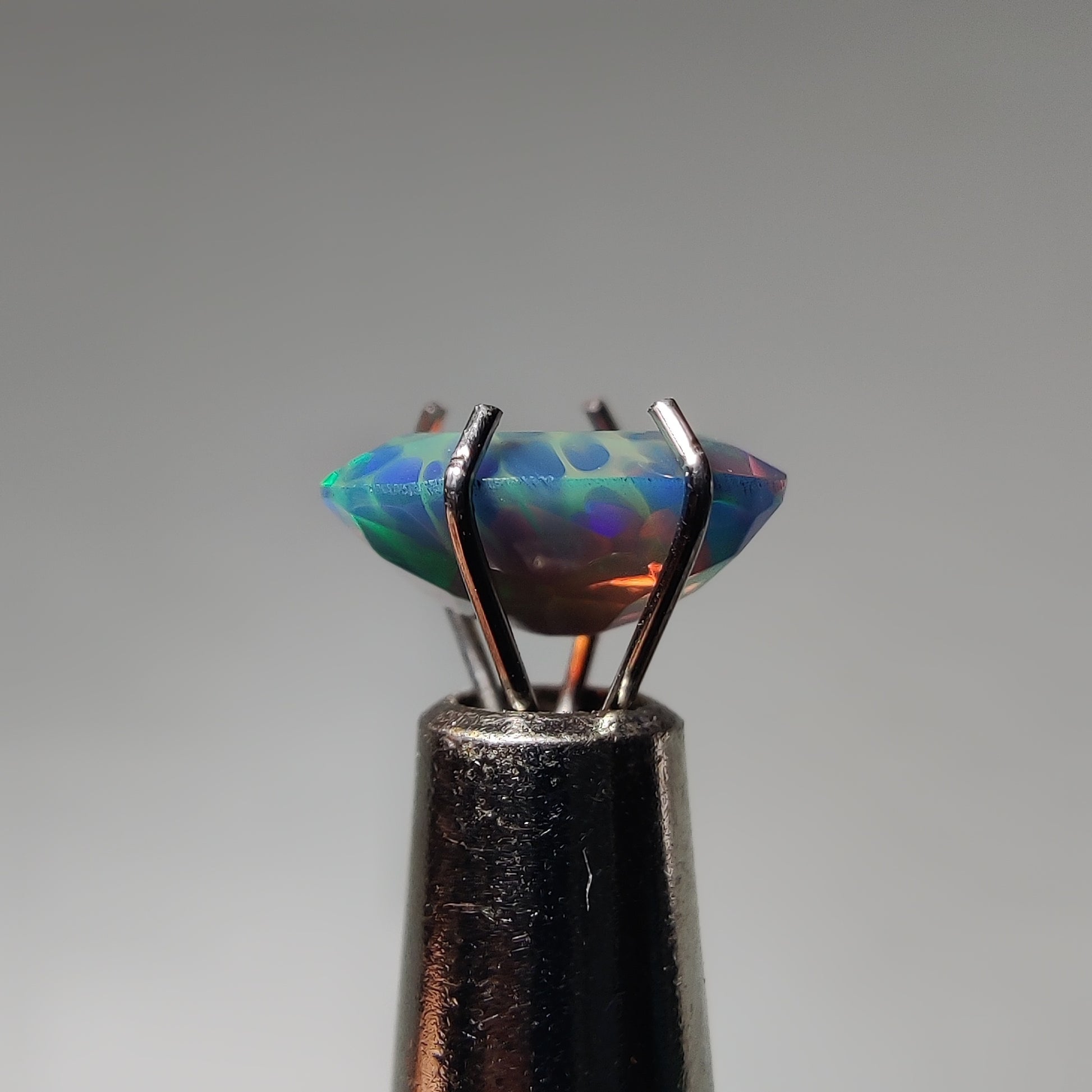 Faceted Ethiopian Black Opal gemstone cabochon - natural crystal healing stone for jewelry making by Gemivra