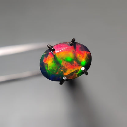 Faceted Ethiopian Black Opal gemstone cabochon - natural crystal healing stone for jewelry making by Gemivra