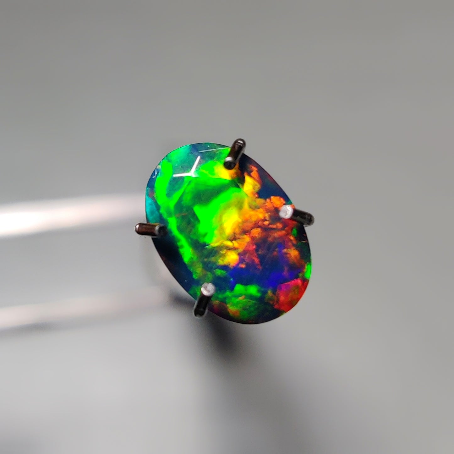 Faceted Ethiopian Black Opal gemstone cabochon - natural crystal healing stone for jewelry making by Gemivra