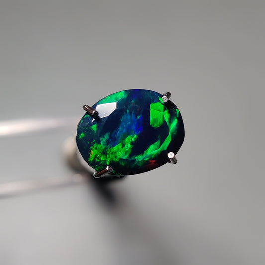 Faceted Ethiopian Black Opal gemstone cabochon - natural crystal healing stone for jewelry making by Gemivra