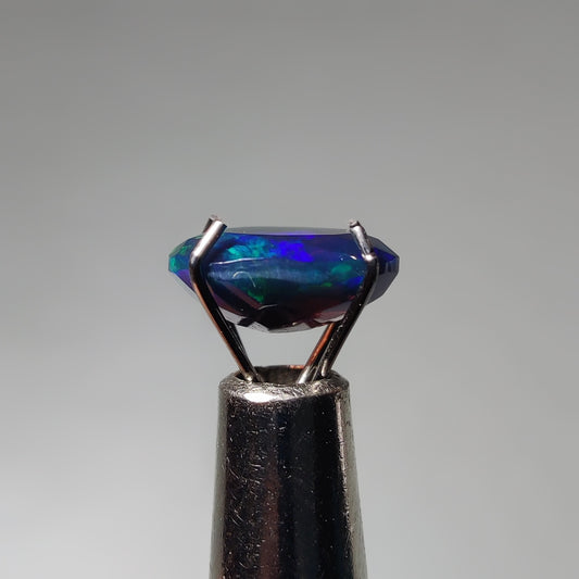 Faceted Ethiopian Black Opal gemstone cabochon - natural crystal healing stone for jewelry making by Gemivra