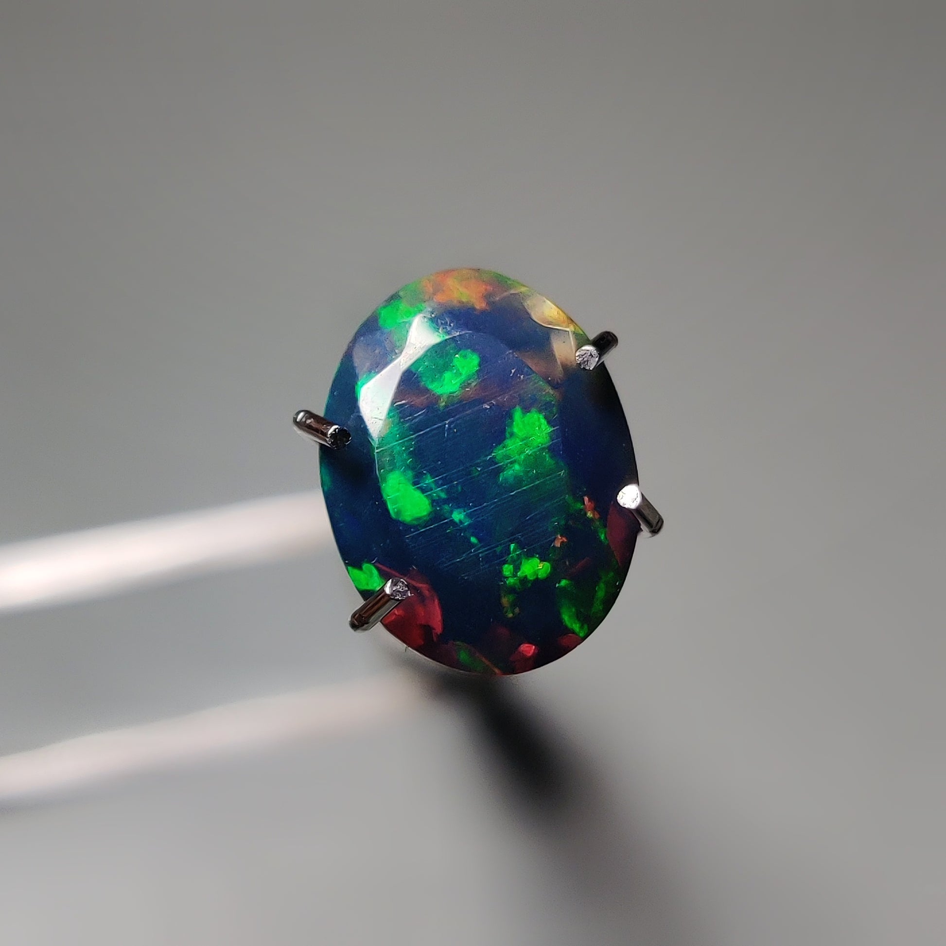 Faceted Ethiopian Black Opal gemstone cabochon - natural crystal healing stone for jewelry making by Gemivra