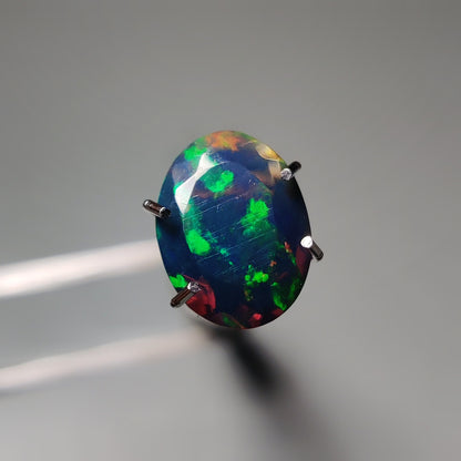 Faceted Ethiopian Black Opal gemstone cabochon - natural crystal healing stone for jewelry making by Gemivra