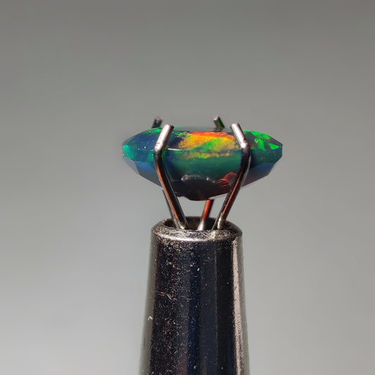 Faceted Ethiopian Black Opal gemstone cabochon - natural crystal healing stone for jewelry making by Gemivra