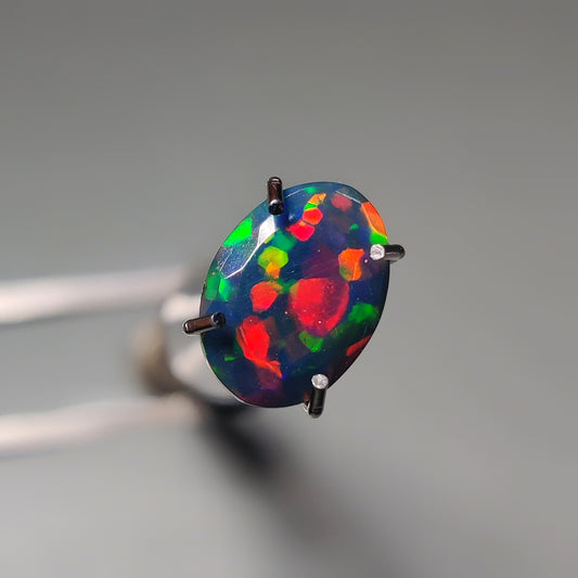 Faceted Ethiopian Black Opal gemstone cabochon - natural crystal healing stone for jewelry making by Gemivra