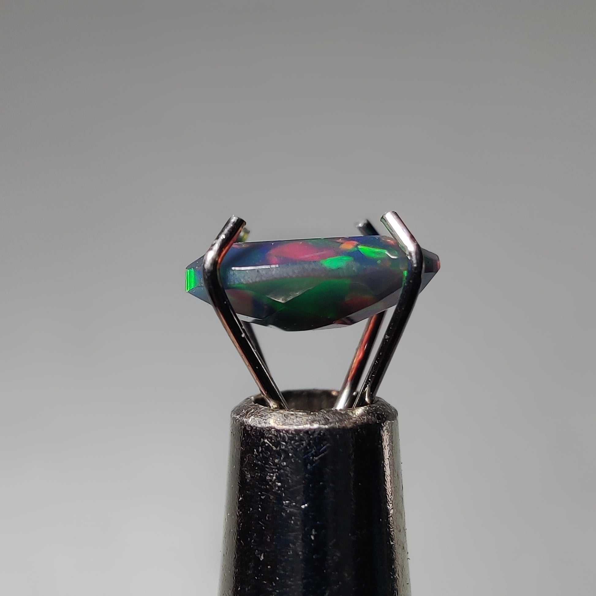 Faceted Ethiopian Black Opal gemstone cabochon - natural crystal healing stone for jewelry making by Gemivra