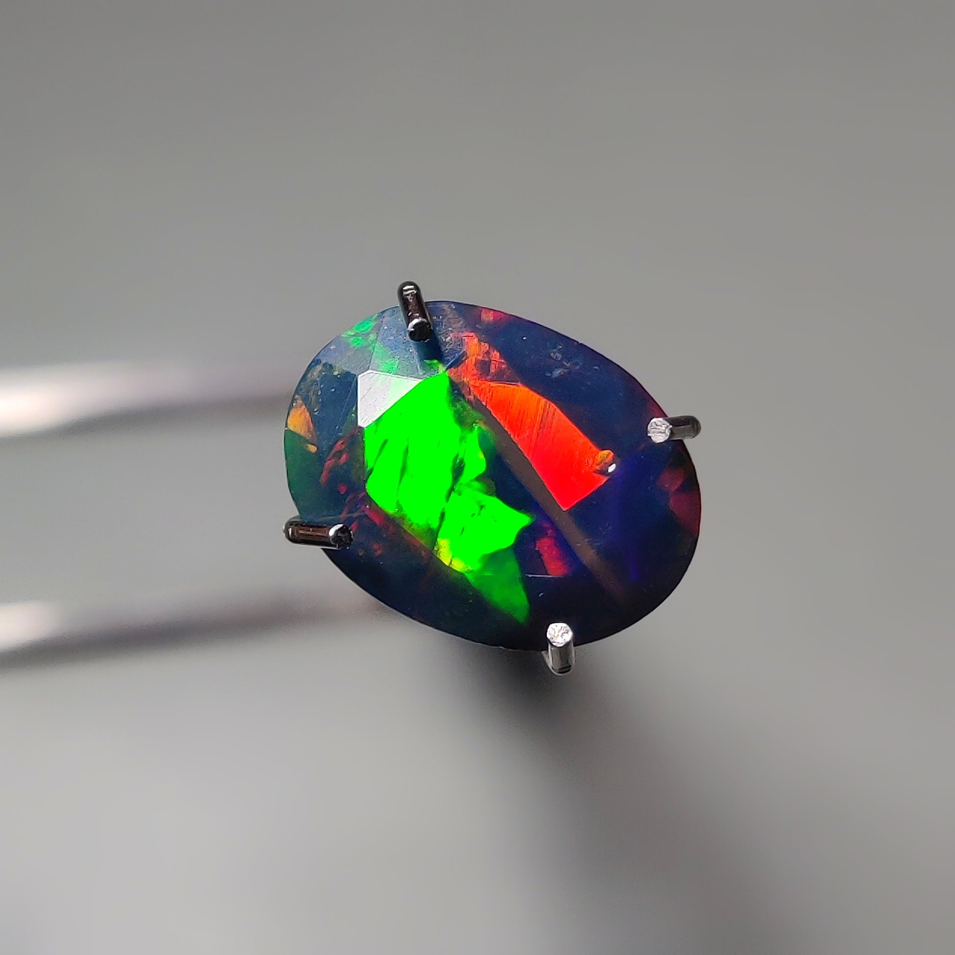 Faceted Ethiopian Black Opal gemstone cabochon - natural crystal healing stone for jewelry making by Gemivra