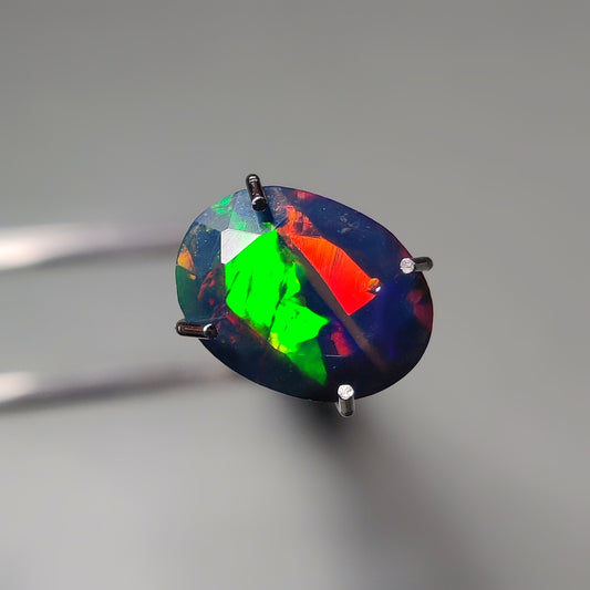 Faceted Ethiopian Black Opal gemstone cabochon - natural crystal healing stone for jewelry making by Gemivra
