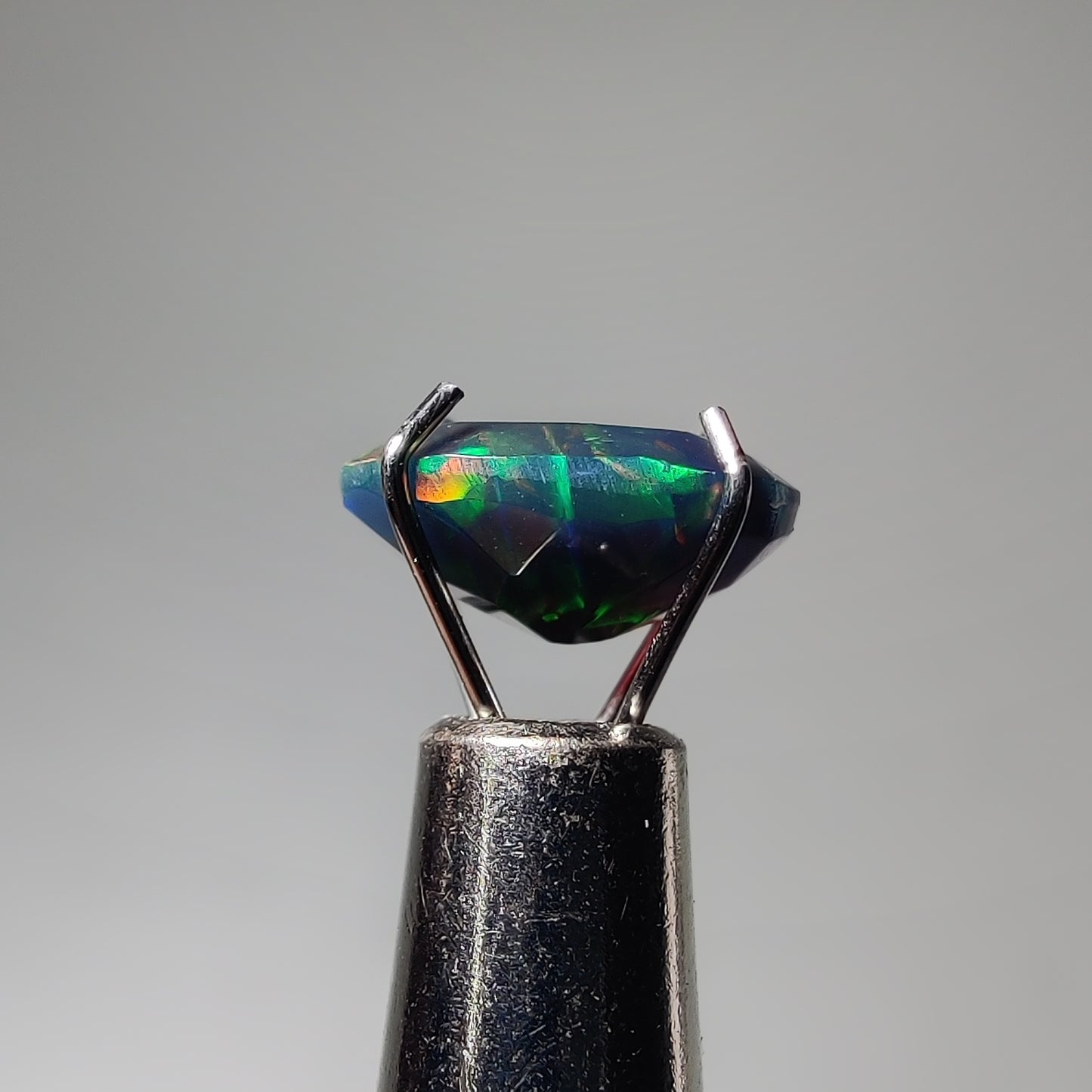 Faceted Ethiopian Black Opal gemstone cabochon - natural crystal healing stone for jewelry making by Gemivra