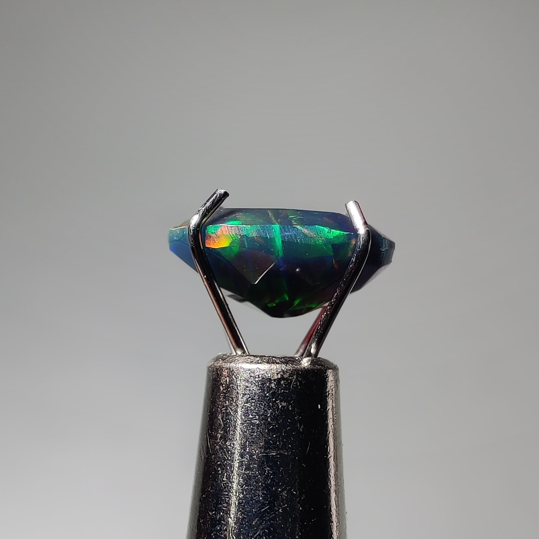 Faceted Ethiopian Black Opal gemstone cabochon - natural crystal healing stone for jewelry making by Gemivra