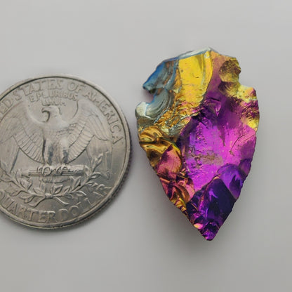 Titanium Coated Quartz gemstone cabochon - natural crystal healing stone for jewelry making by Gemivra