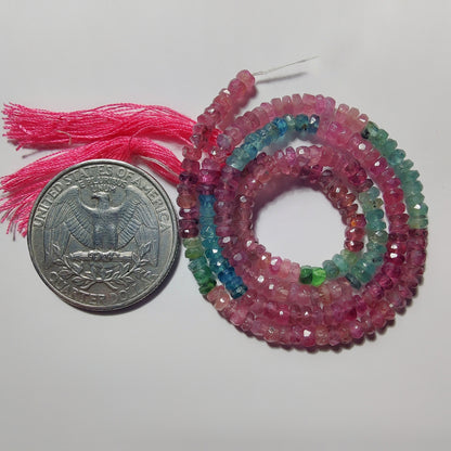 Multicolor Tourmaline Bead gemstone cabochon - natural crystal healing stone for jewelry making by Gemivra