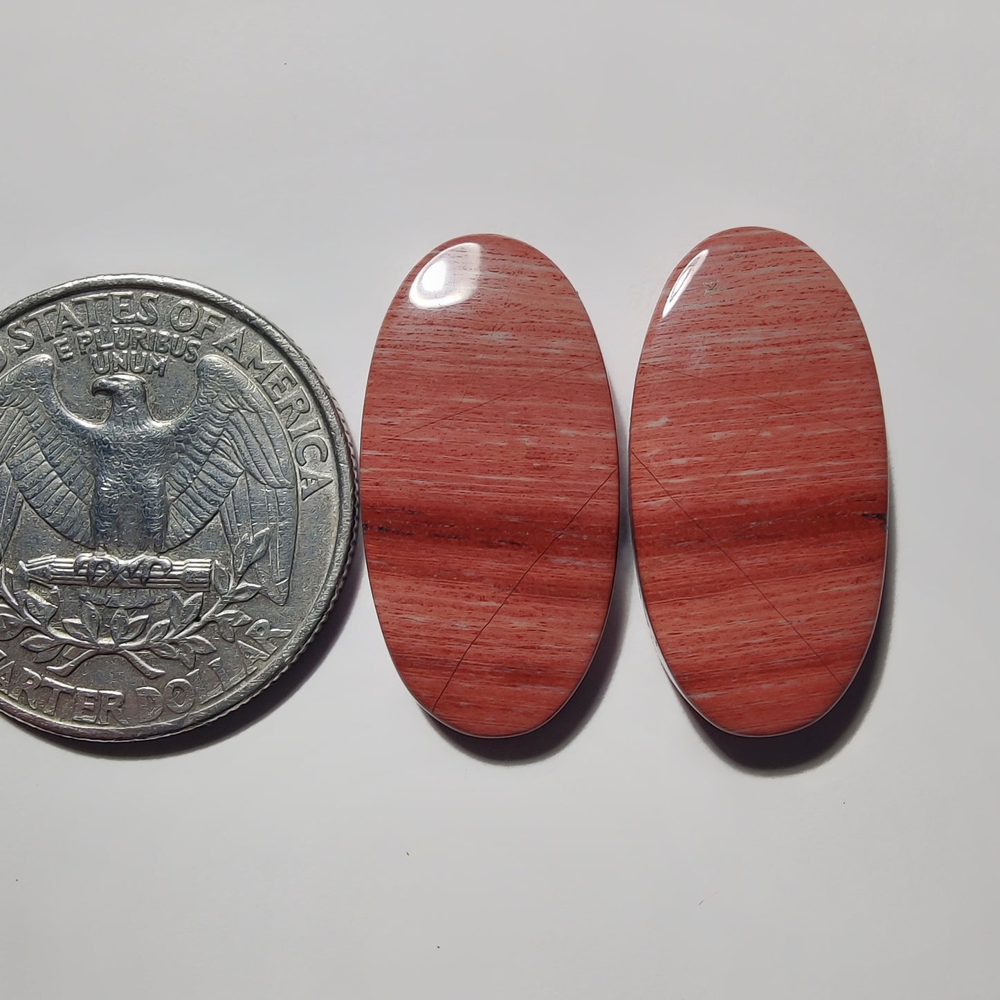 Banded Pink Jasper Pair gemstone cabochon - natural crystal healing stone for jewelry making by Gemivra