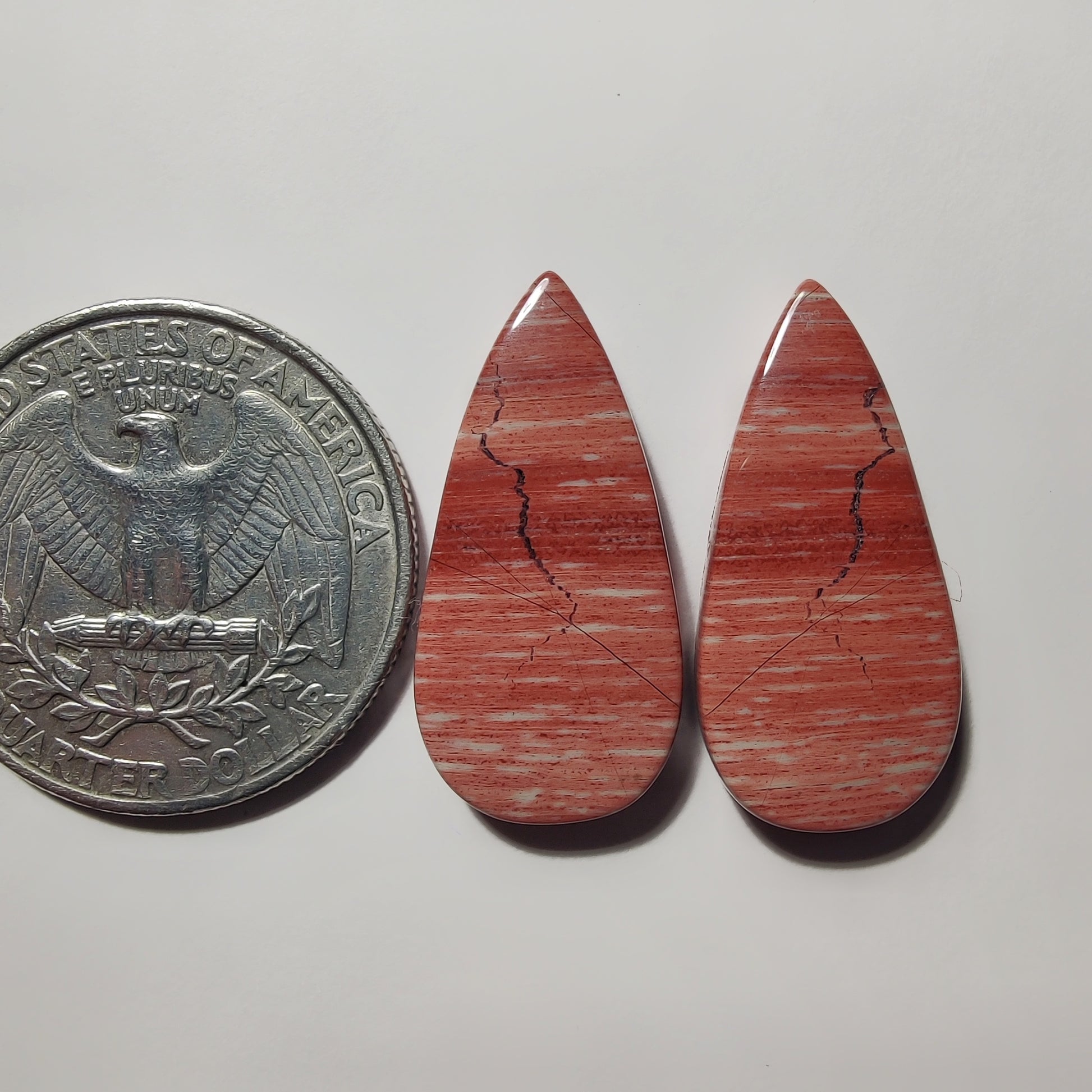 Banded Pink Jasper Pair gemstone cabochon - natural crystal healing stone for jewelry making by Gemivra