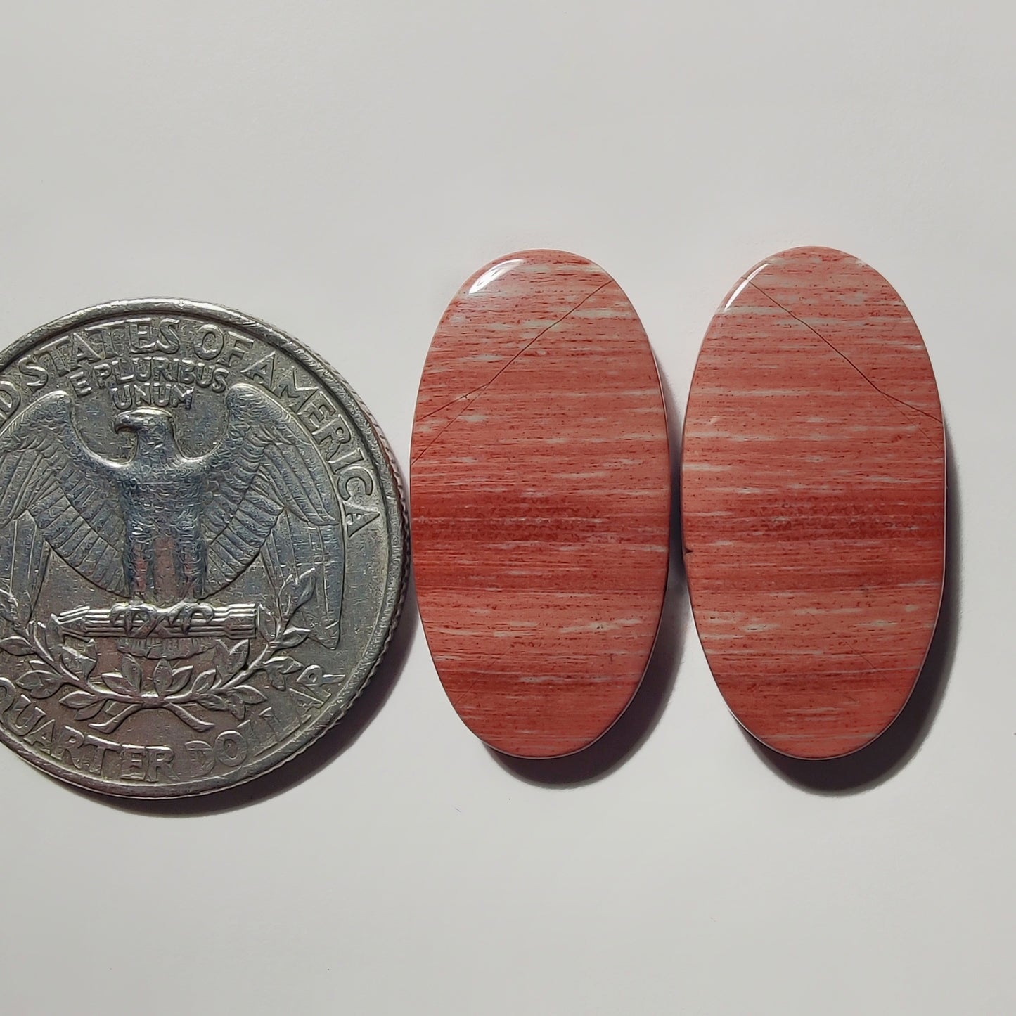 Banded Pink Jasper Pair gemstone cabochon - natural crystal healing stone for jewelry making by Gemivra