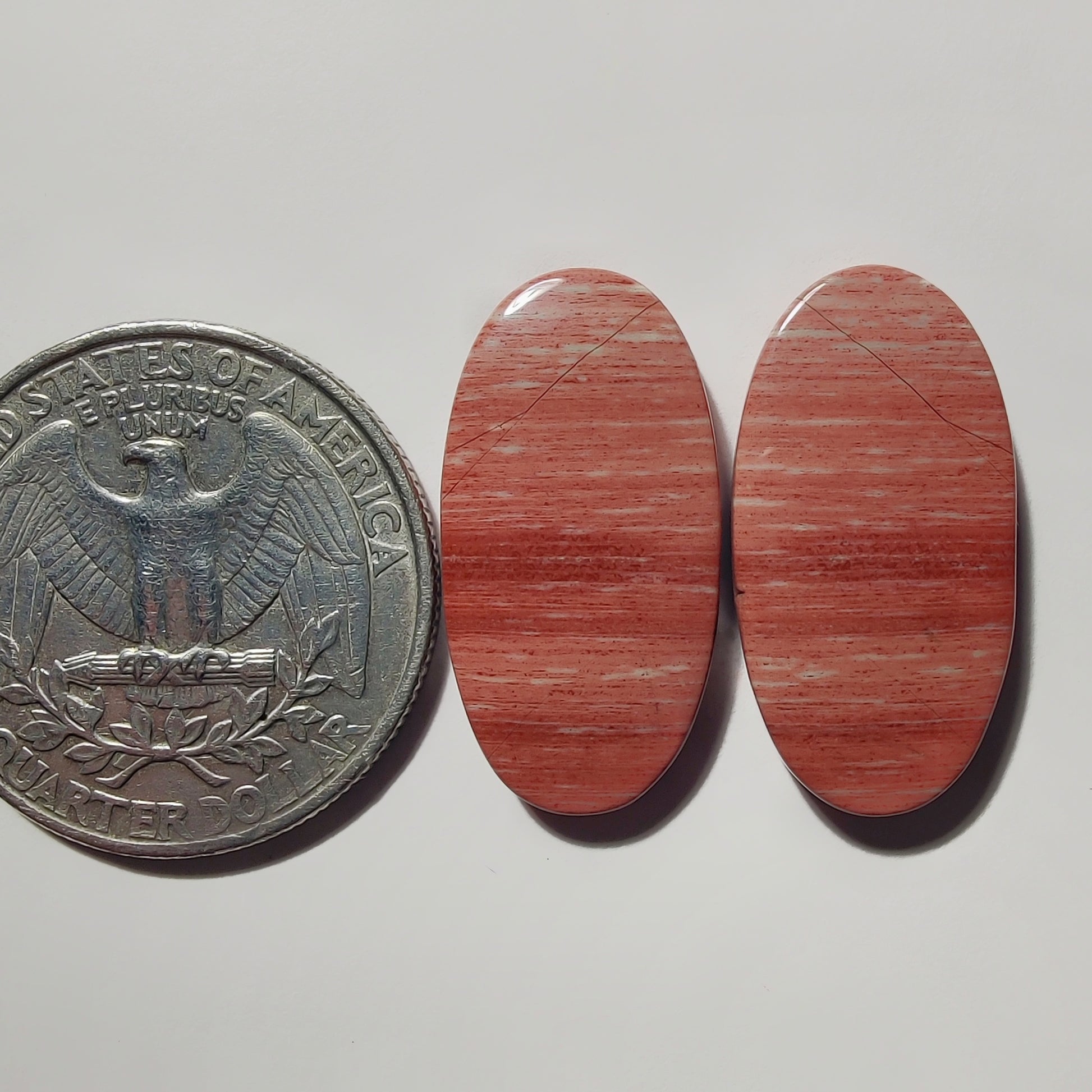 Banded Pink Jasper Pair gemstone cabochon - natural crystal healing stone for jewelry making by Gemivra