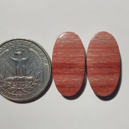 Banded Pink Jasper Pair gemstone cabochon - natural crystal healing stone for jewelry making by Gemivra