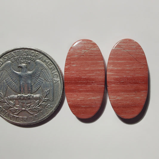 Banded Pink Jasper Pair gemstone cabochon - natural crystal healing stone for jewelry making by Gemivra