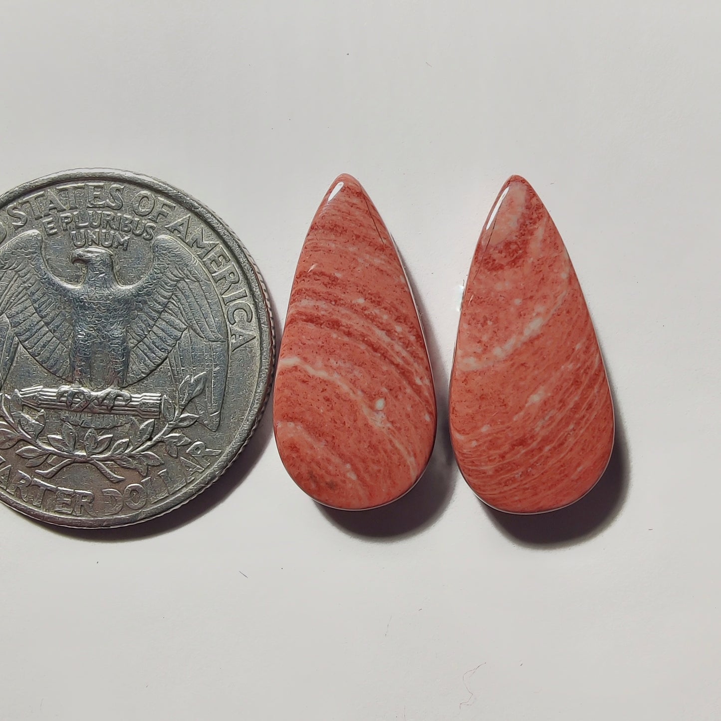 Banded Pink Jasper Pair gemstone cabochon - natural crystal healing stone for jewelry making by Gemivra