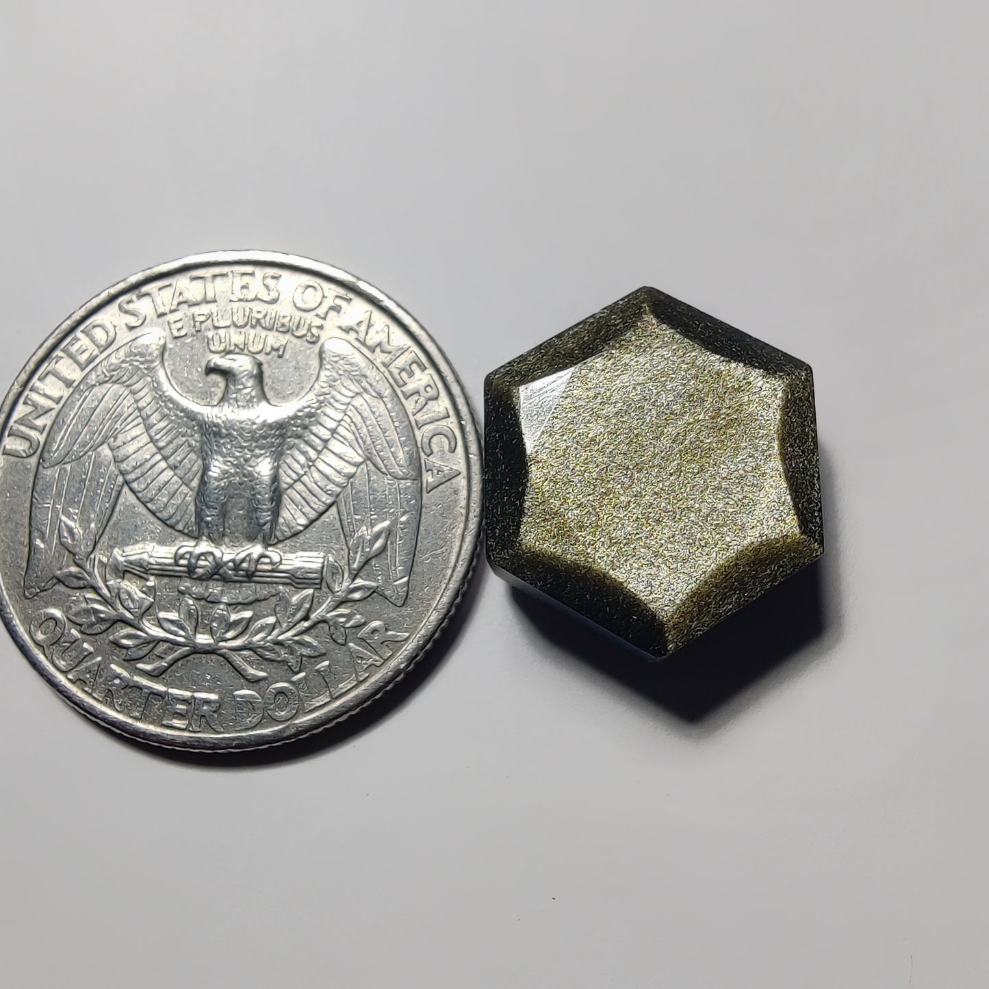 Faceted Hexagon Golden Obsidian gemstone cabochon - natural crystal healing stone for jewelry making by Gemivra