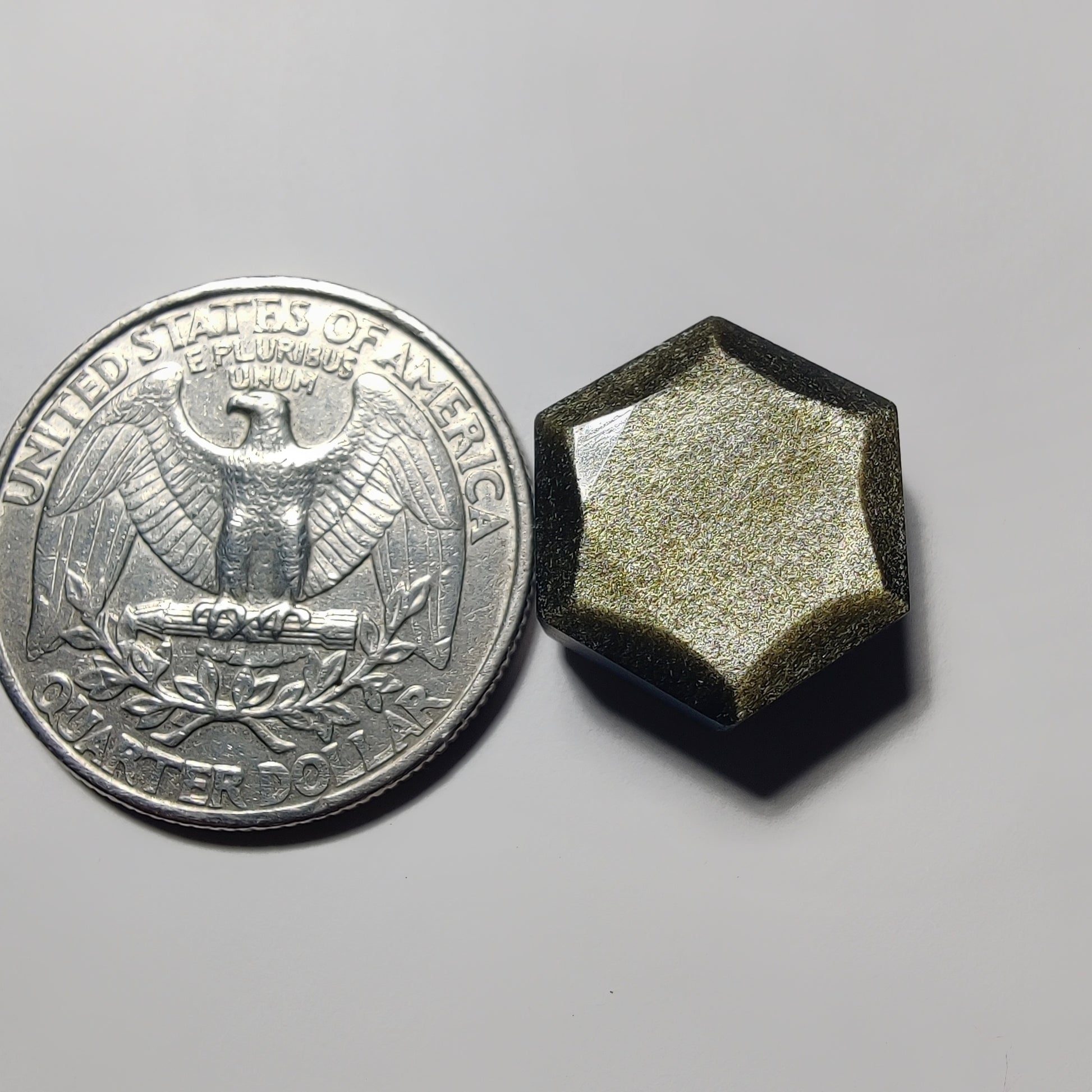Faceted Hexagon Golden Obsidian gemstone cabochon - natural crystal healing stone for jewelry making by Gemivra