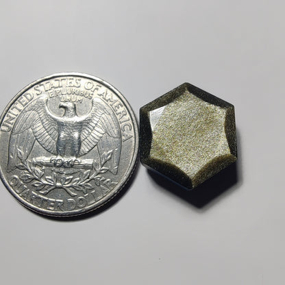 Faceted Hexagon Golden Obsidian gemstone cabochon - natural crystal healing stone for jewelry making by Gemivra