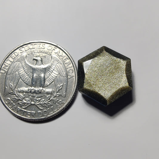 Faceted Hexagon Golden Obsidian gemstone cabochon - natural crystal healing stone for jewelry making by Gemivra