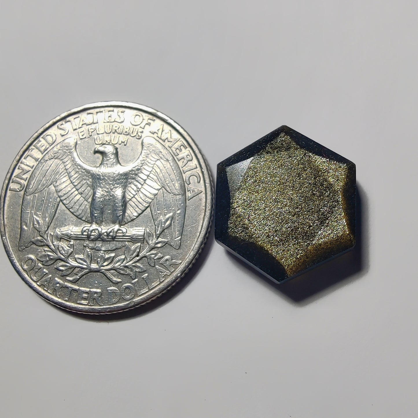 Faceted Hexagon Golden Obsidian gemstone cabochon - natural crystal healing stone for jewelry making by Gemivra