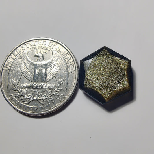 Faceted Hexagon Golden Obsidian gemstone cabochon - natural crystal healing stone for jewelry making by Gemivra