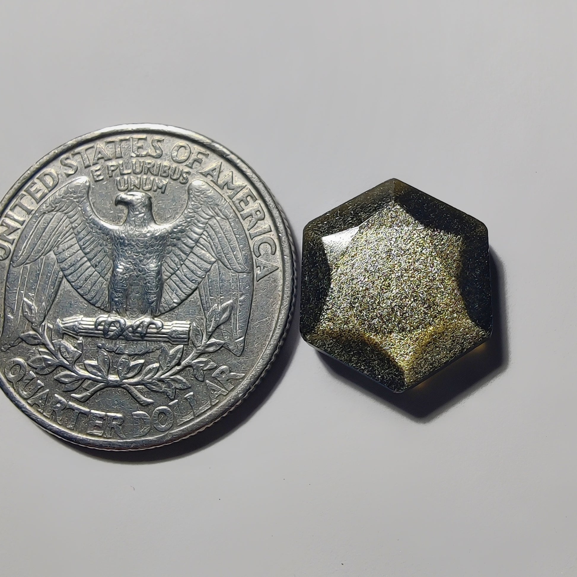 Faceted Hexagon Golden Obsidian gemstone cabochon - natural crystal healing stone for jewelry making by Gemivra