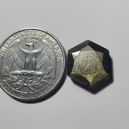 Faceted Hexagon Golden Obsidian gemstone cabochon - natural crystal healing stone for jewelry making by Gemivra