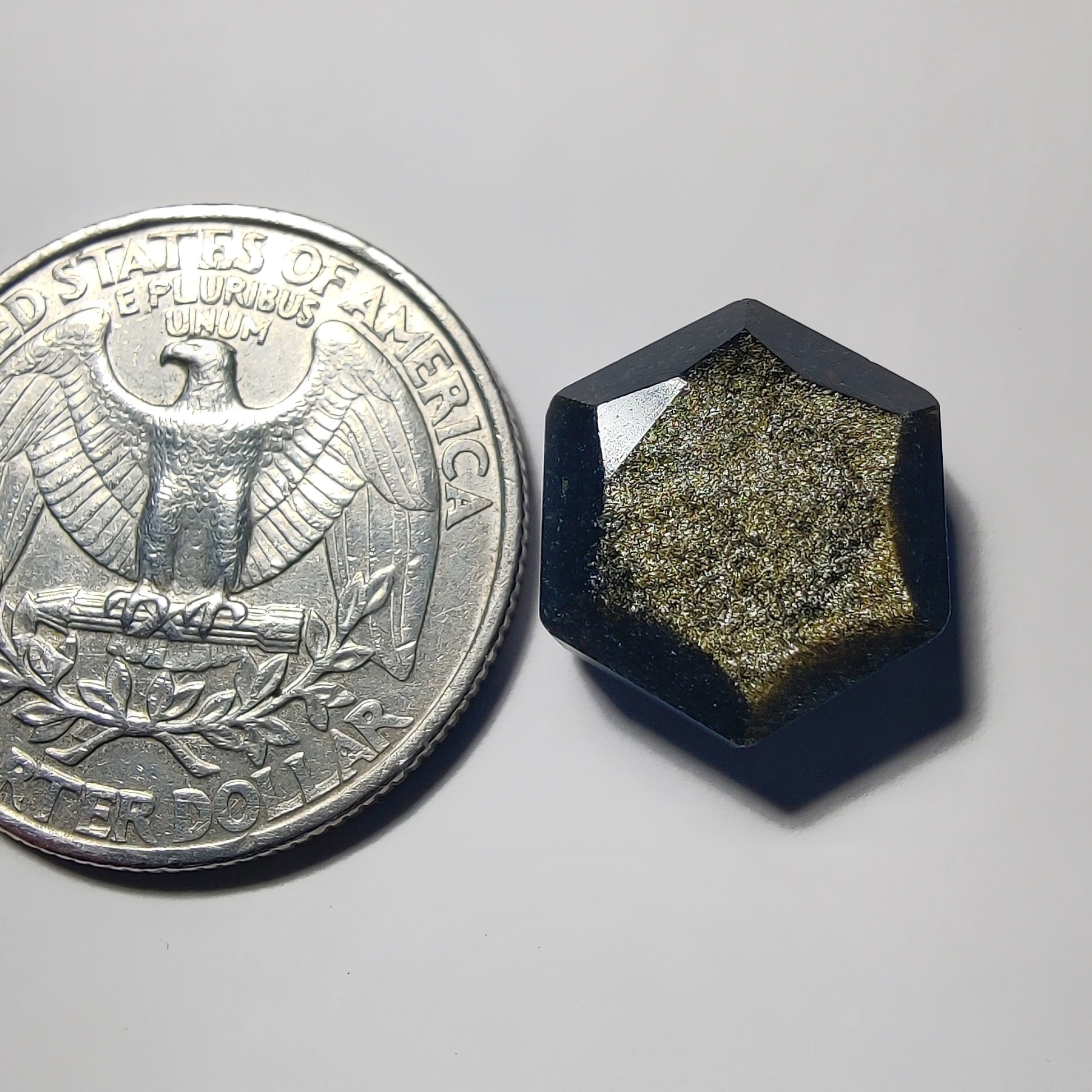 Faceted Hexagon Golden Obsidian gemstone cabochon - natural crystal healing stone for jewelry making by Gemivra
