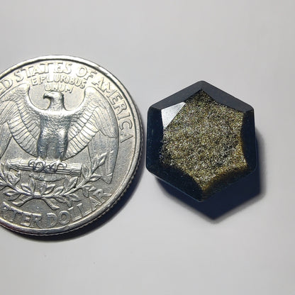Faceted Hexagon Golden Obsidian gemstone cabochon - natural crystal healing stone for jewelry making by Gemivra