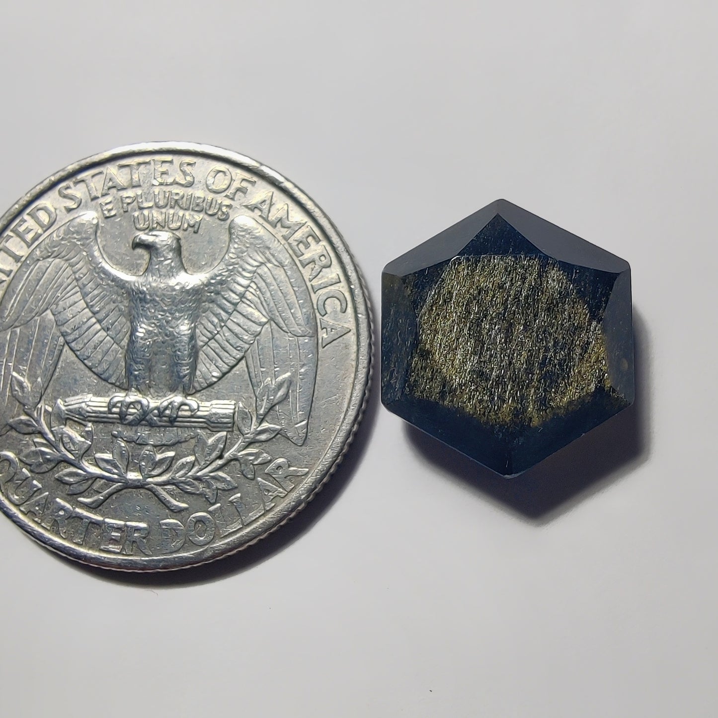 Faceted Hexagon Golden Obsidian gemstone cabochon - natural crystal healing stone for jewelry making by Gemivra