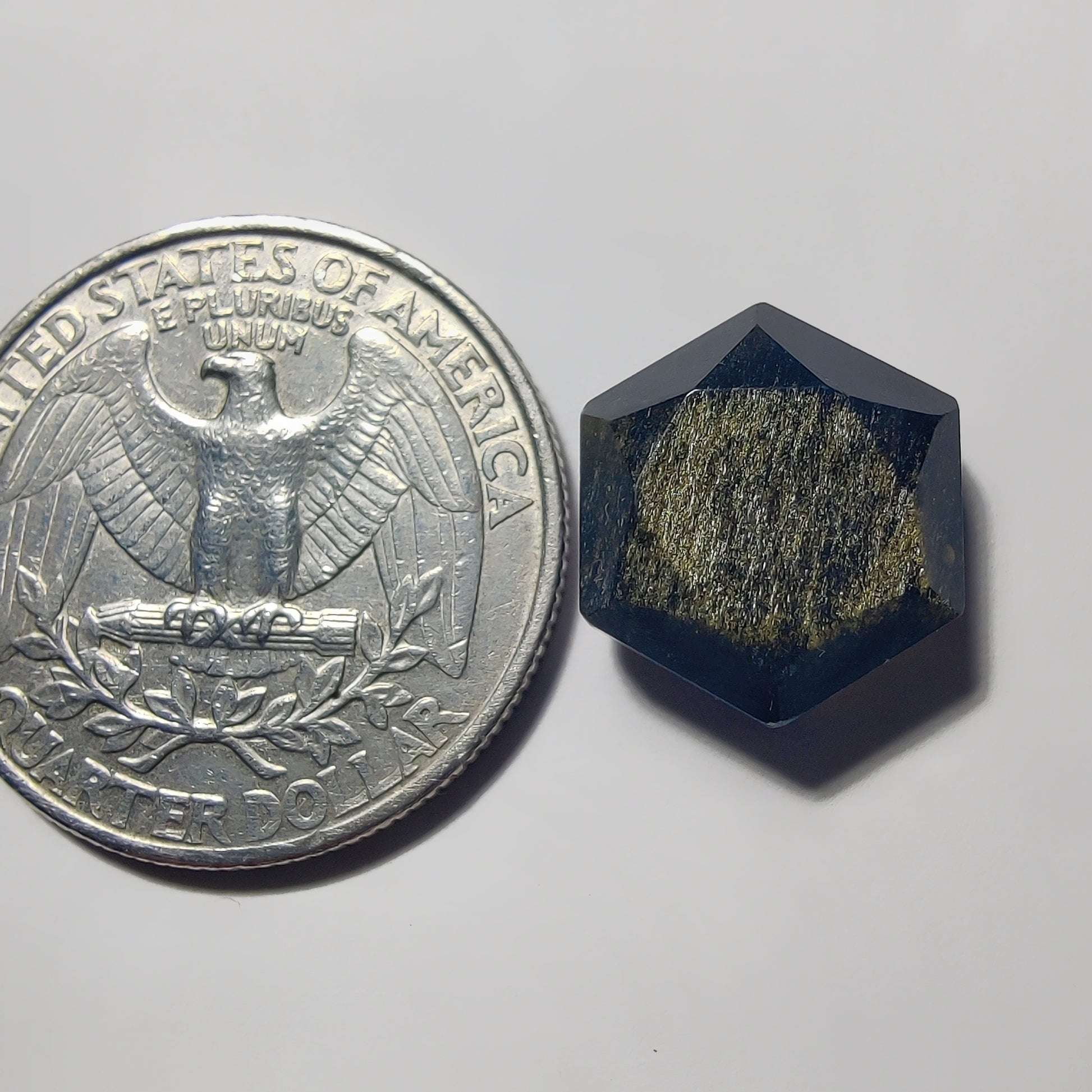 Faceted Hexagon Golden Obsidian gemstone cabochon - natural crystal healing stone for jewelry making by Gemivra