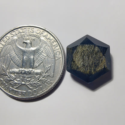 Faceted Hexagon Golden Obsidian gemstone cabochon - natural crystal healing stone for jewelry making by Gemivra